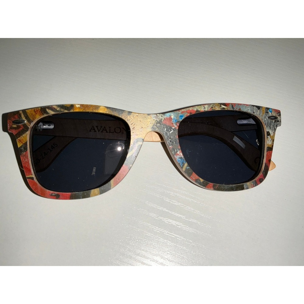 Woodzee Recycled Skateboard Sunglasses Unisex Size 50-24-145 (Avalon) Tn/Rd/Blu